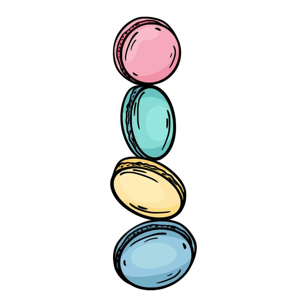 Macaron Cake. Sweetness. isolated object. Doodle style vector