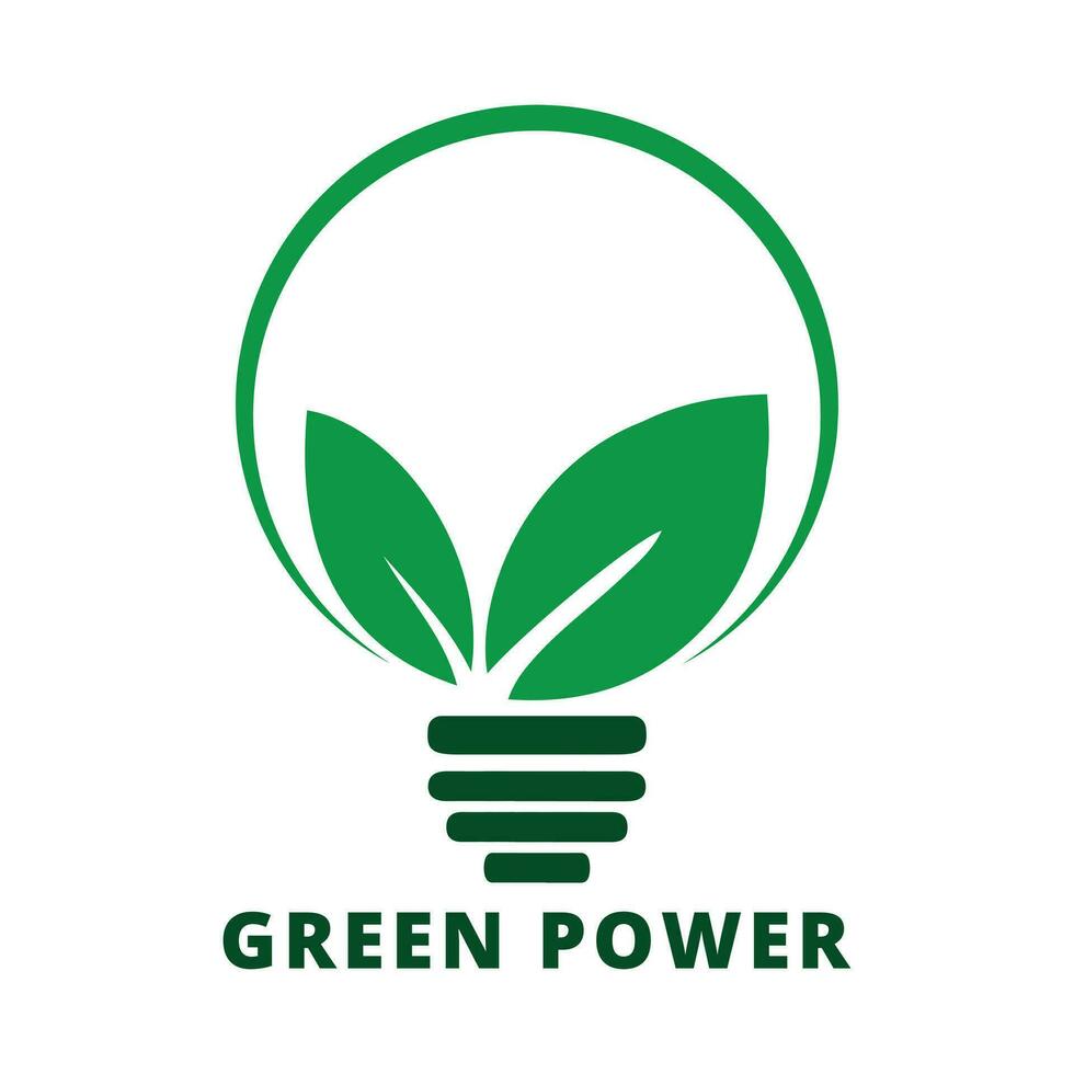 Power logo design. Green power logo, Green eco power logo design with leave, vector illustration, Green energy logo template. eco energy icon