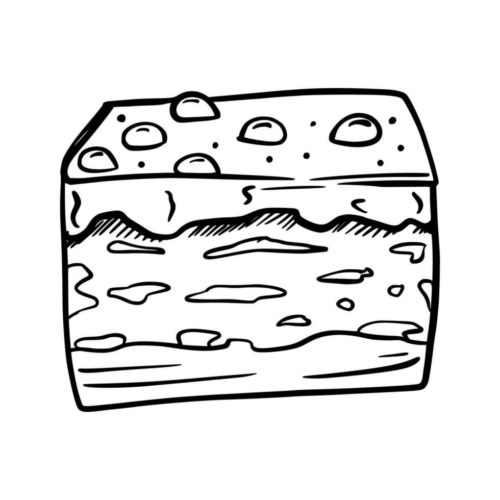 Piece of sliced cake. Birthday. isolated object. Doodle style. vector