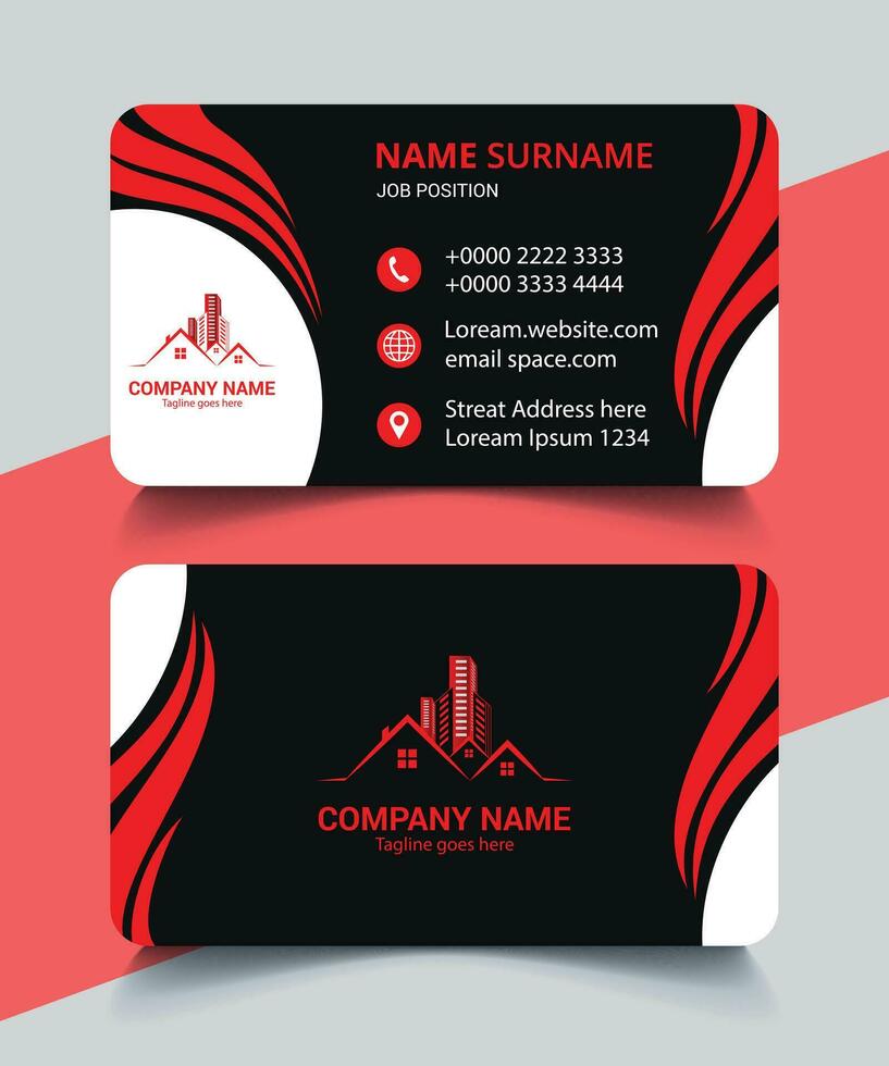 Corporate Business Card Design, Creative and Clean Double sided Business Card Template, modern, unique, stylish, minimalist, luxury, Abstract  business card and Stationary design, vector