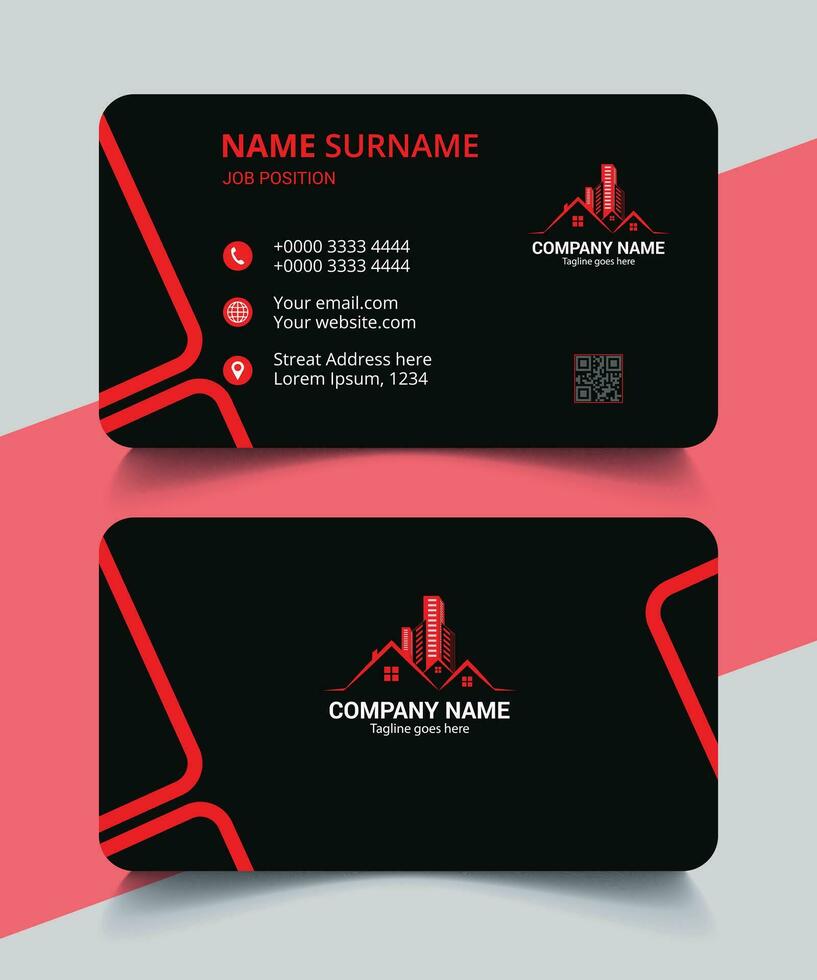 Corporate Business Card Design, Creative and Clean Double sided Business Card Template, modern, unique, stylish, minimalist, luxury business card and Stationary design, vector