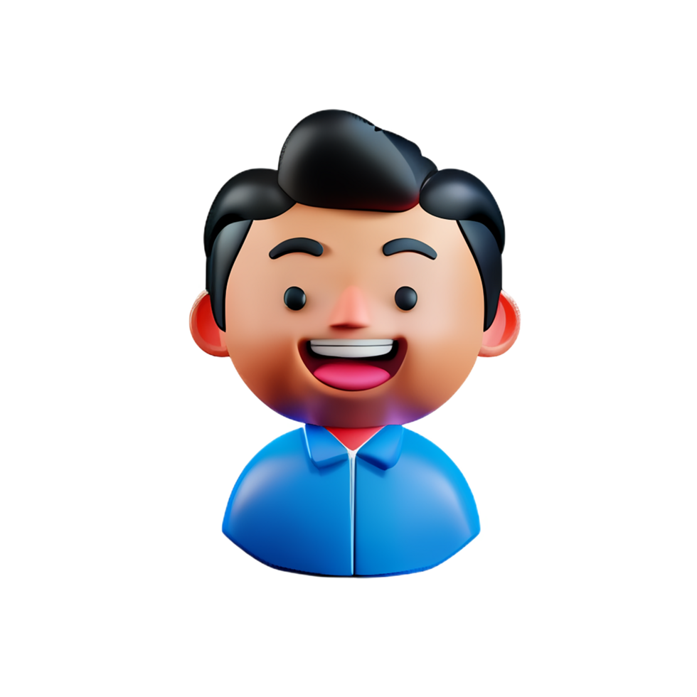 happy student boy character face 3d illustration icon png