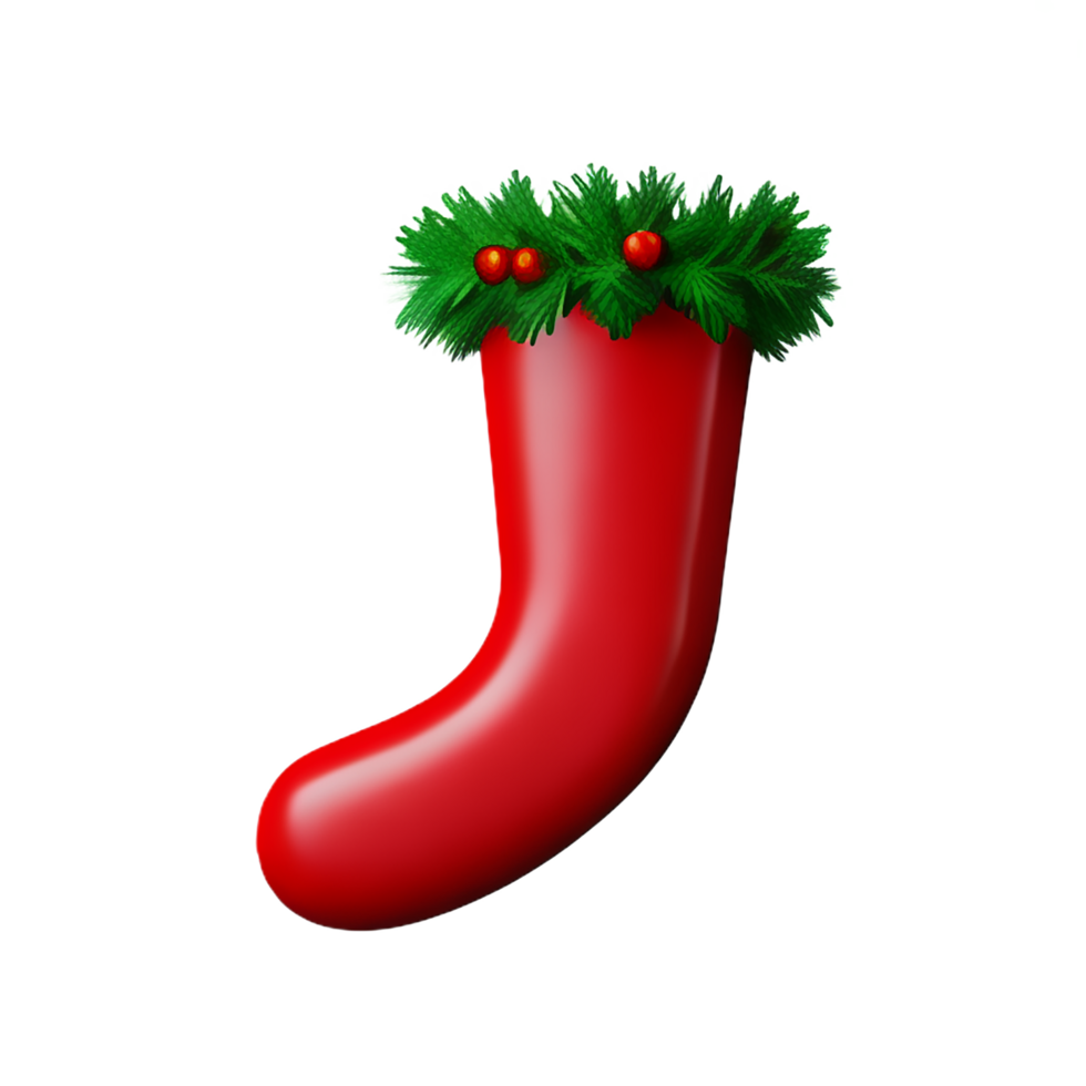 christmas 3d red stockings with mistletoe illustration png
