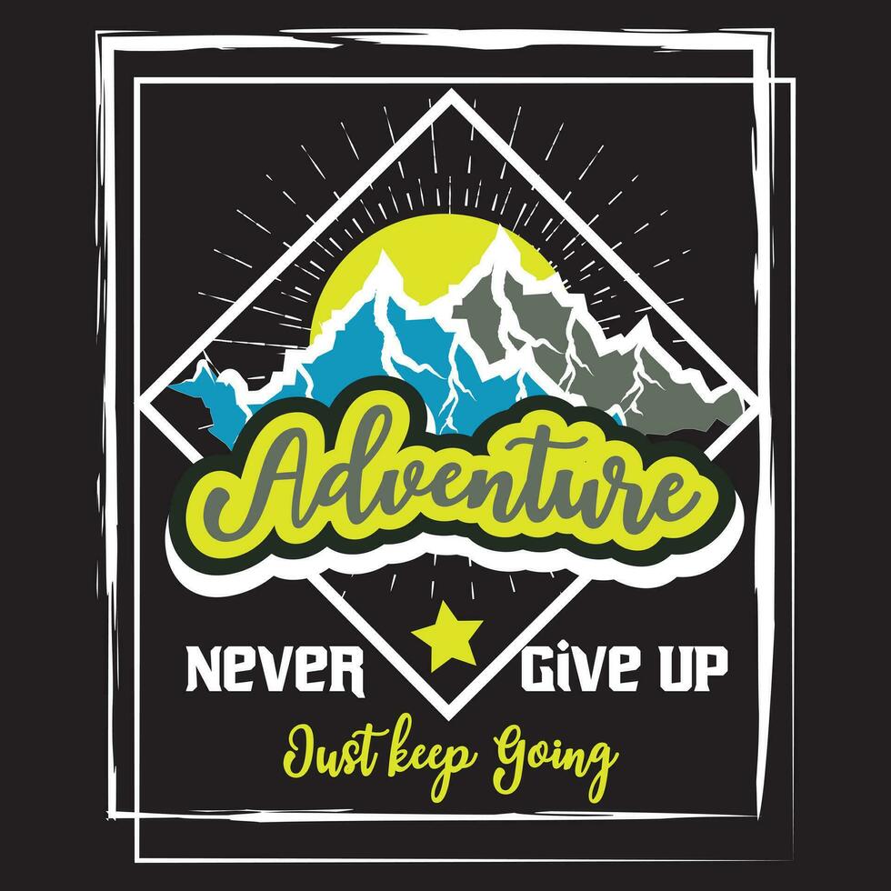 Adventure dark t shirt design on black background vector