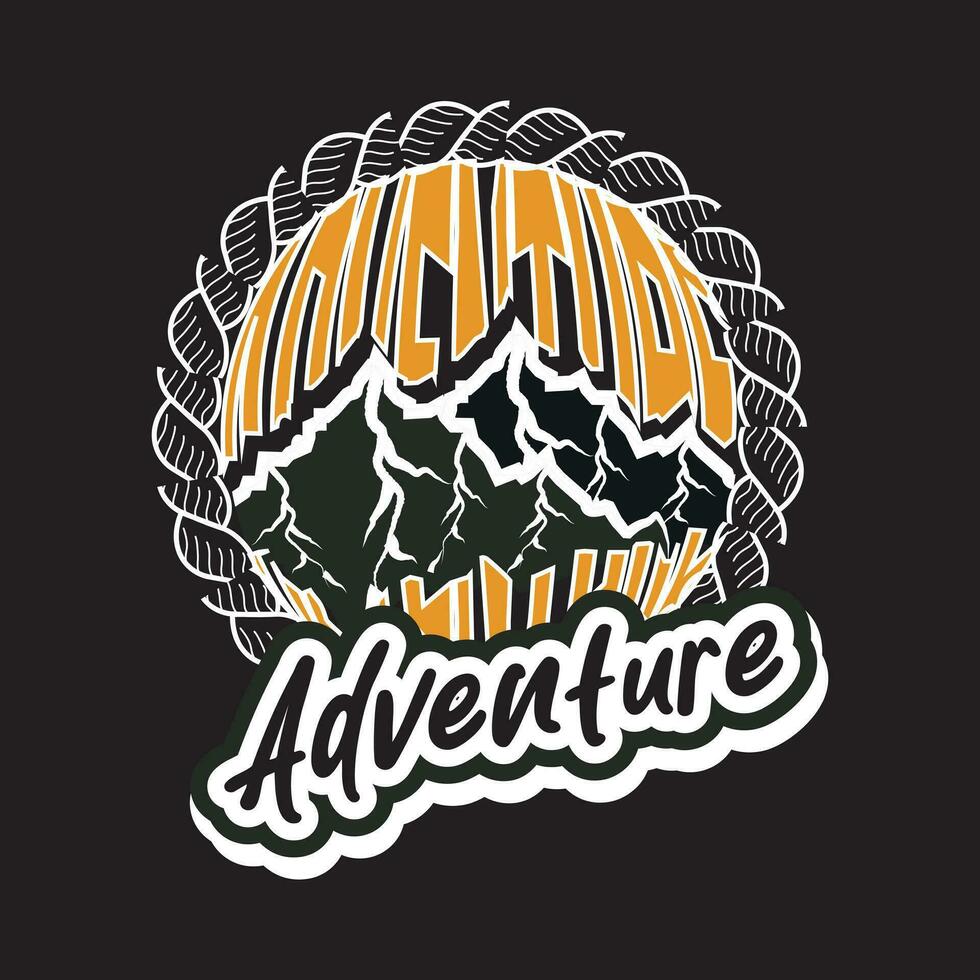 Adventure dark t shirt design on black background vector
