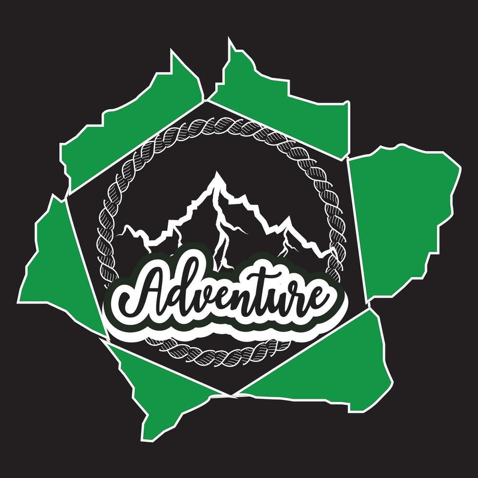 Adventure dark t shirt design on black background vector