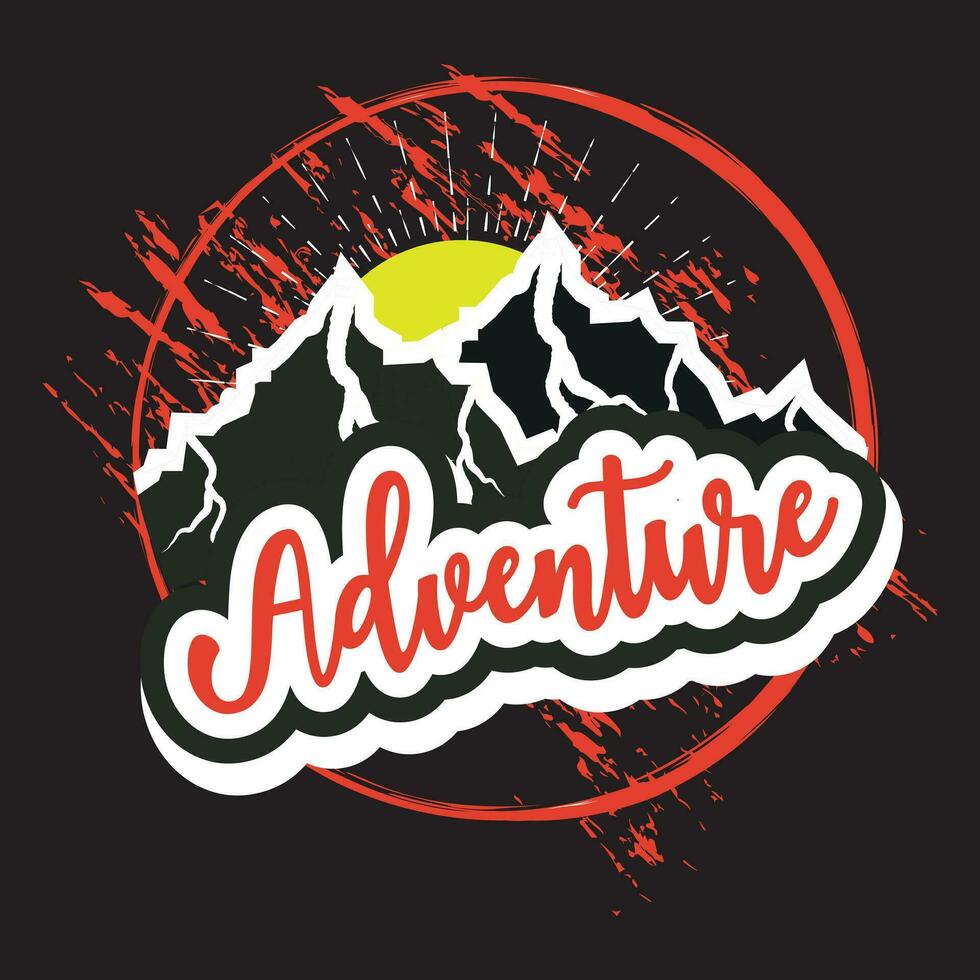 Adventure dark t shirt design on black background vector