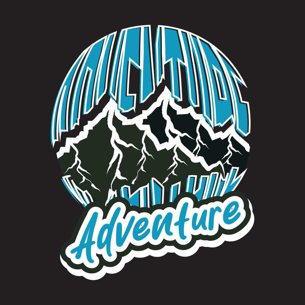 Adventure dark t shirt design on black background vector