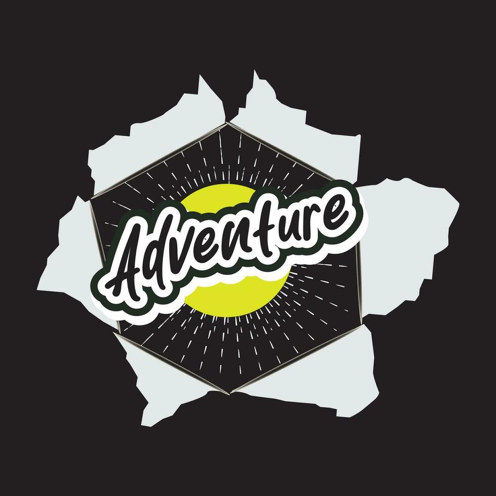 Adventure dark t shirt design on black background vector
