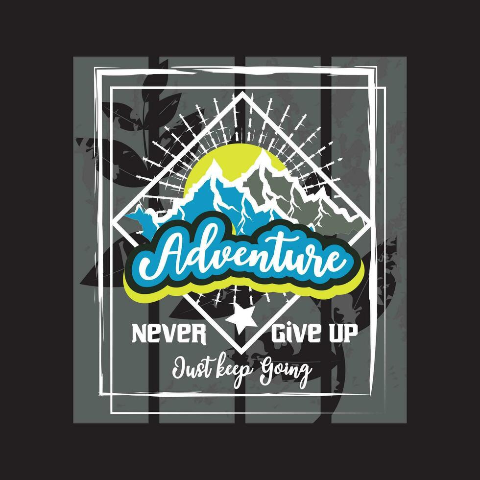 Adventure dark t shirt design on black background vector