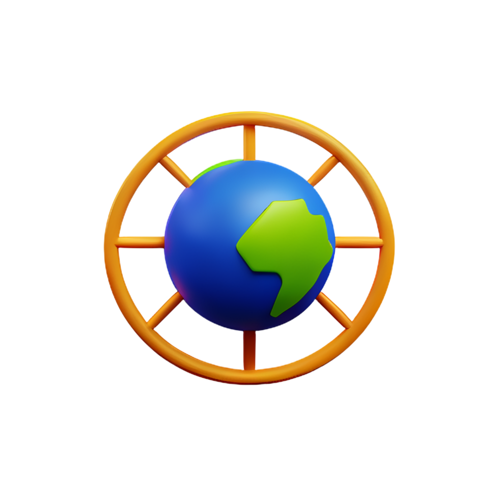 globe 3d rendering icon illustration png