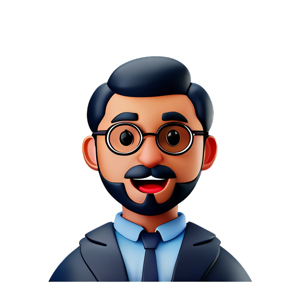 old man teacher face 3d profession avatars png