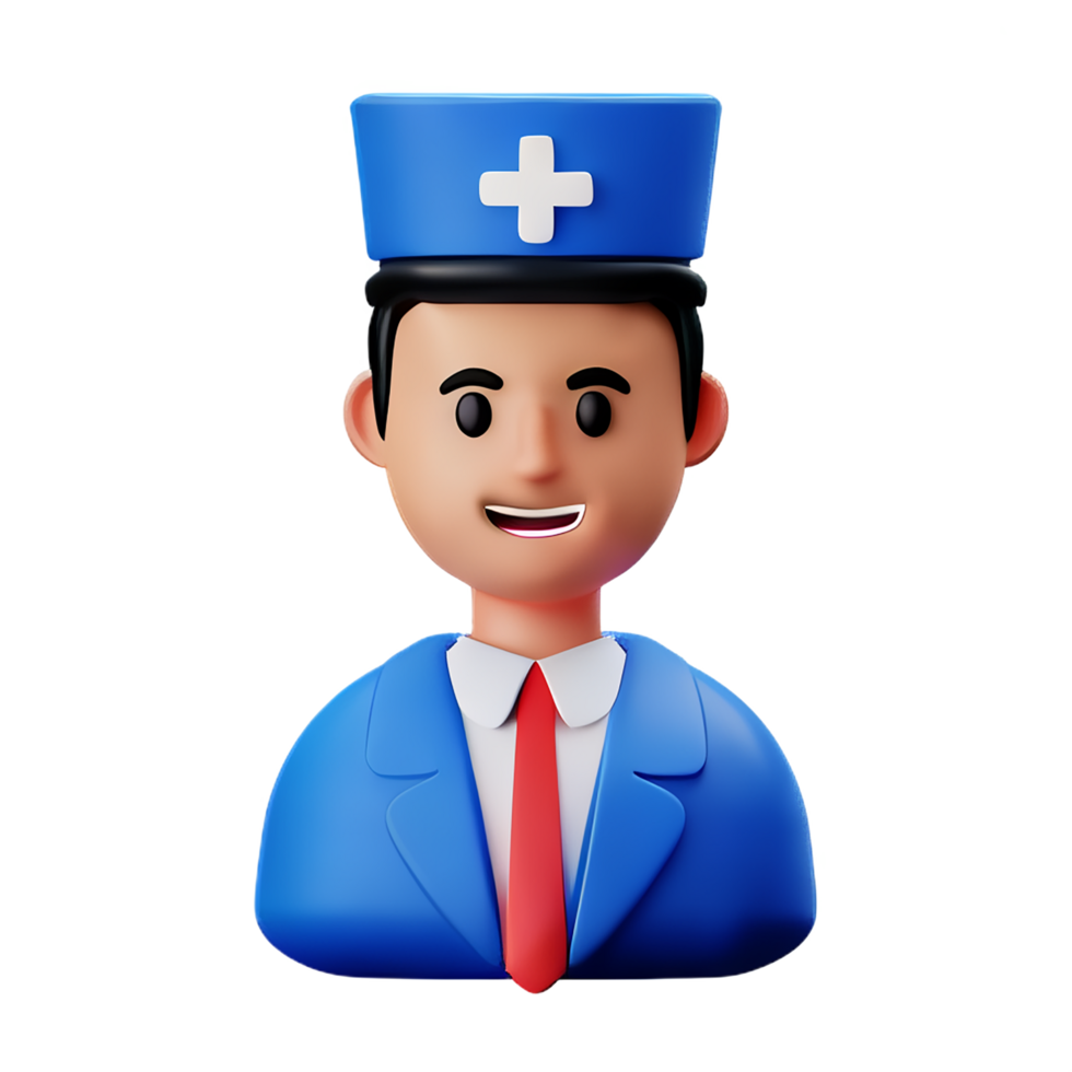 médico face personagem homem 3d médico png