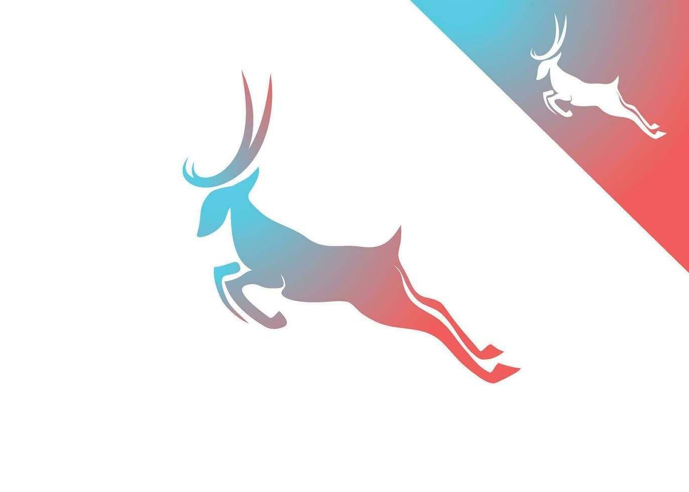 Simple Beautiful Stag Jumping pose logo outdoor with vibrant color vector