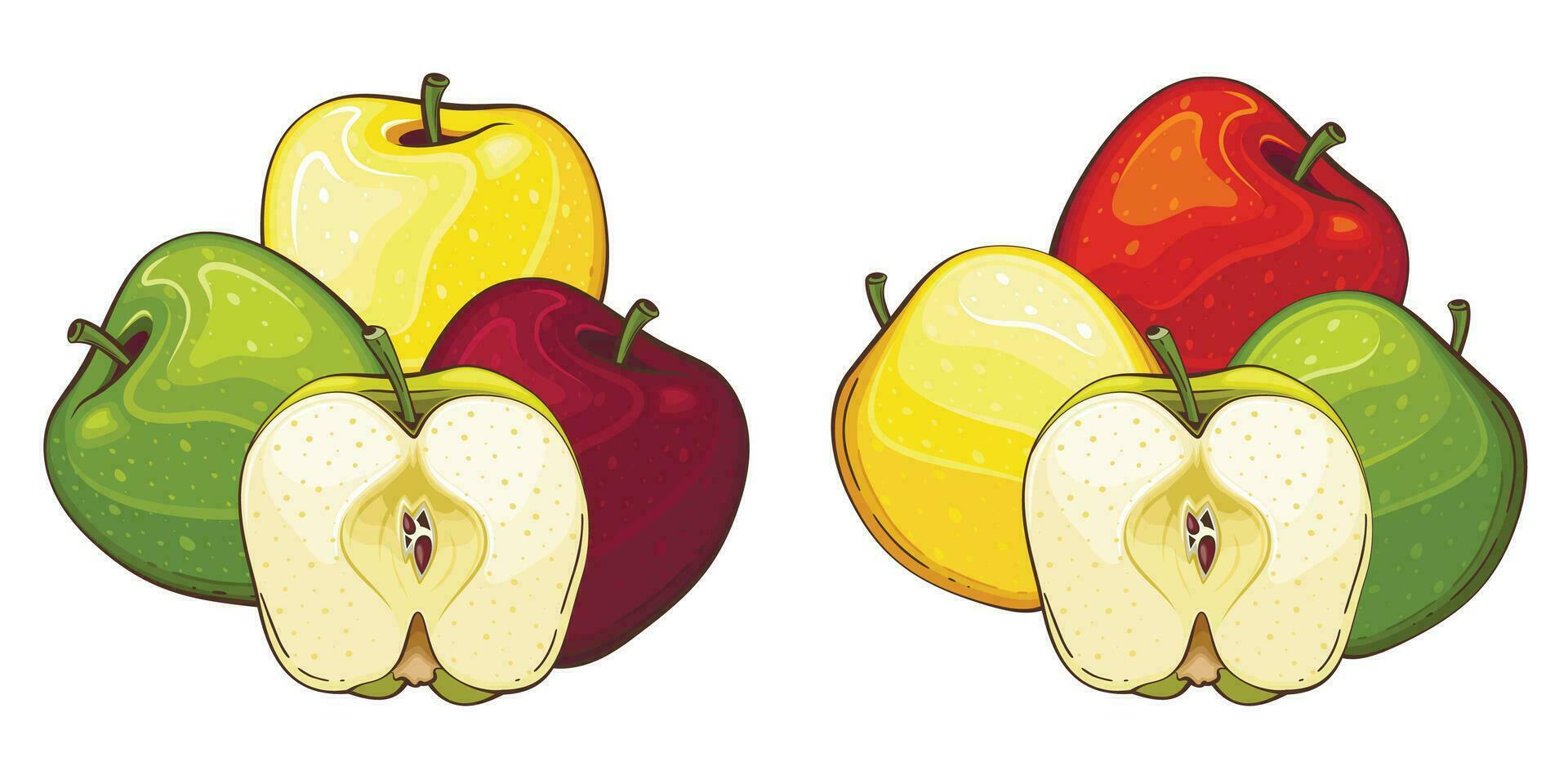 manzana aislado vector ilustración. frutas vistoso ilustraciones aislado en blanco antecedentes. Fruta recopilación.