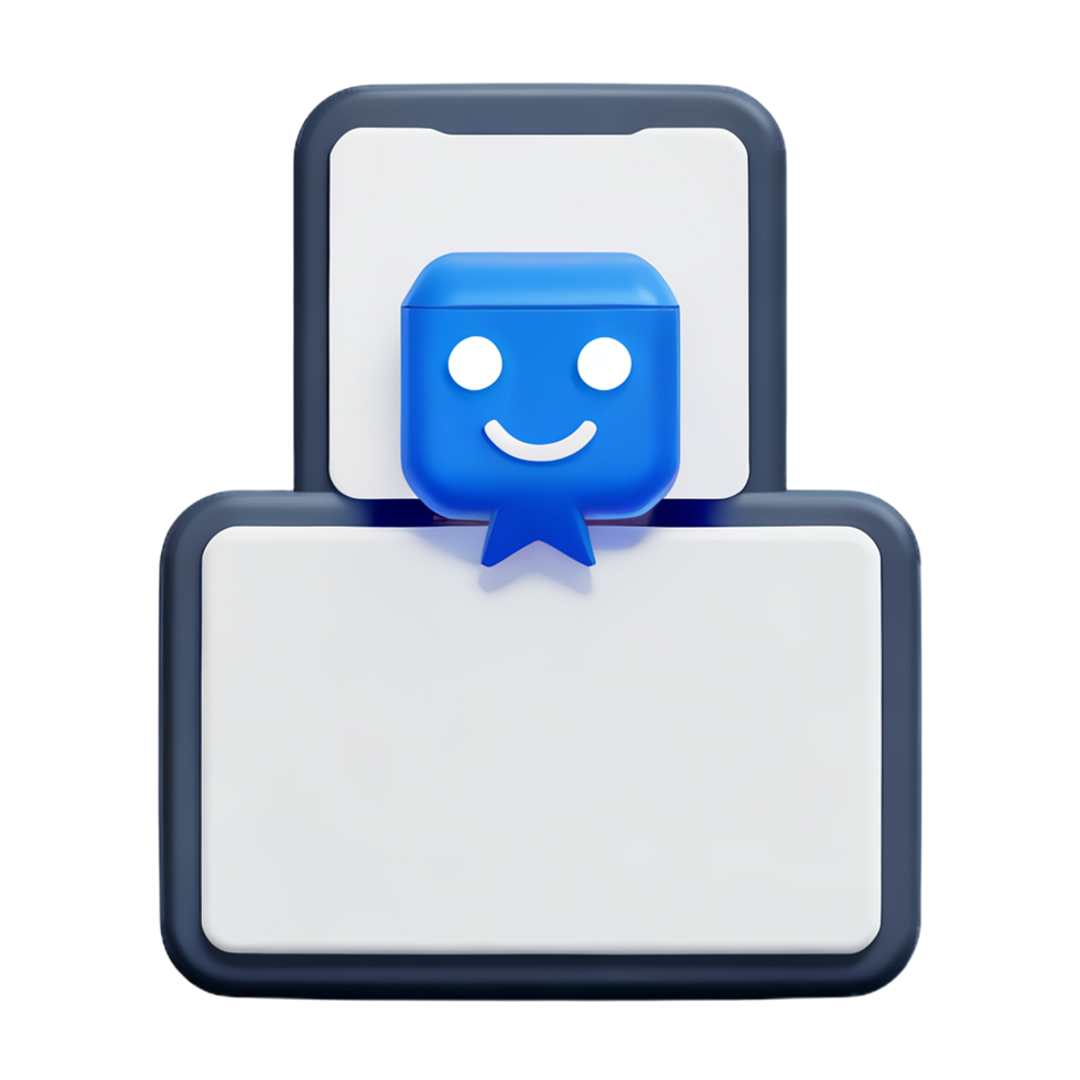 virtual assistant chat conversation with 3d render png
