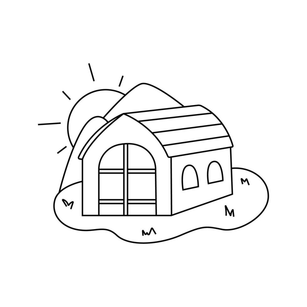 Vector illustration of a farmhouse in doodle style.