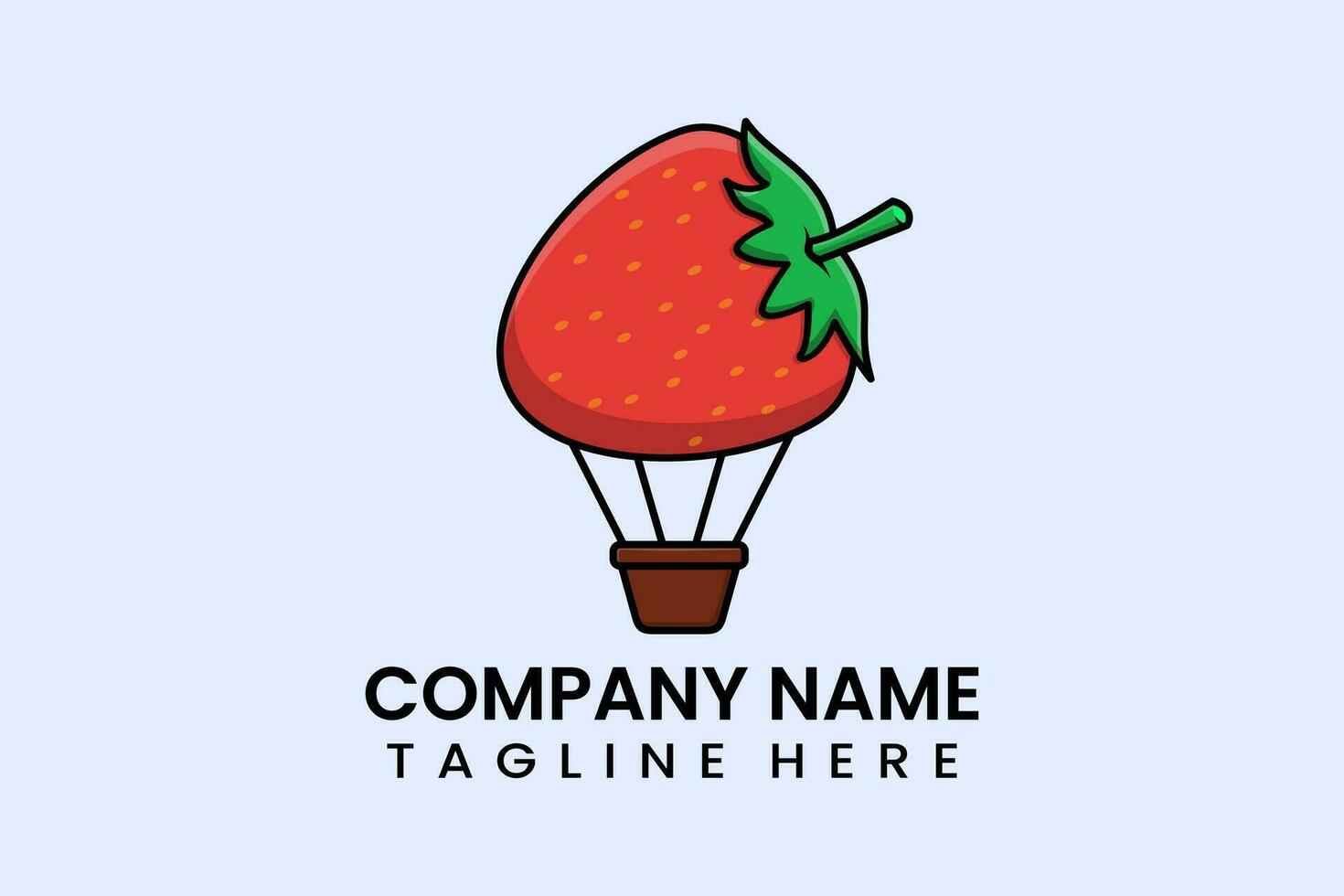 Flat vector parachute balloon strawberry logo