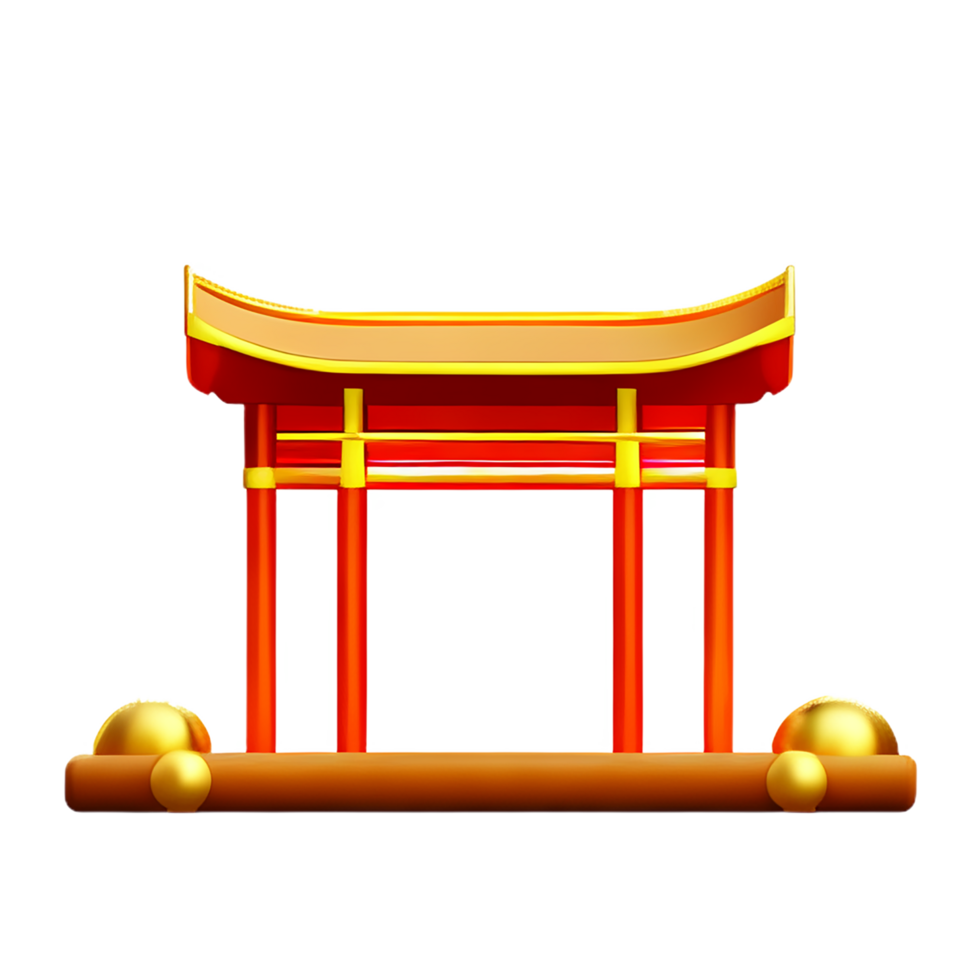chinese new year icon gold temple gate 3d render png