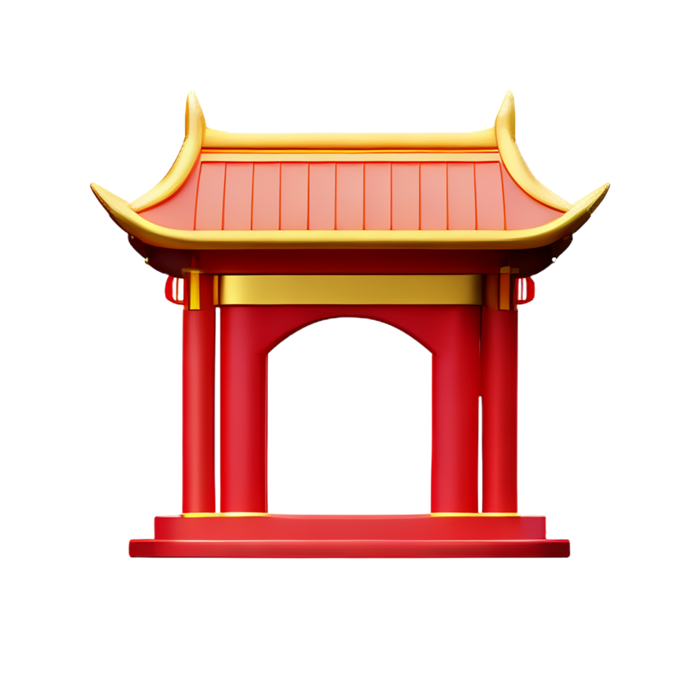 chinese new year icon gold temple gate 3d render png