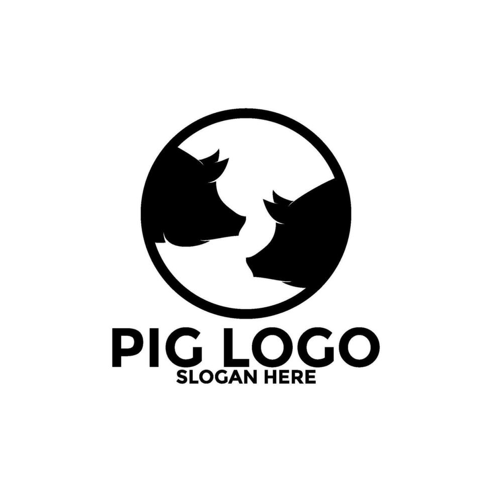 Pig logo icon design template vector,Pork Pig logo design vector