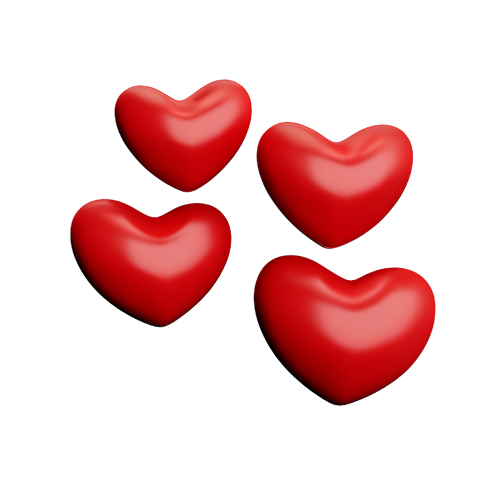 valentines day 3d stereo love red hearts png