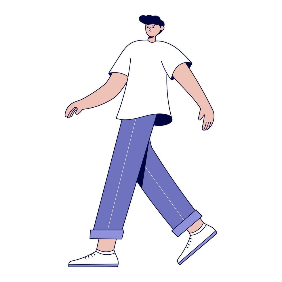 hombre caminando plano ilustración vector
