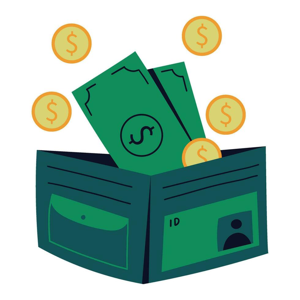 wallet and money vector