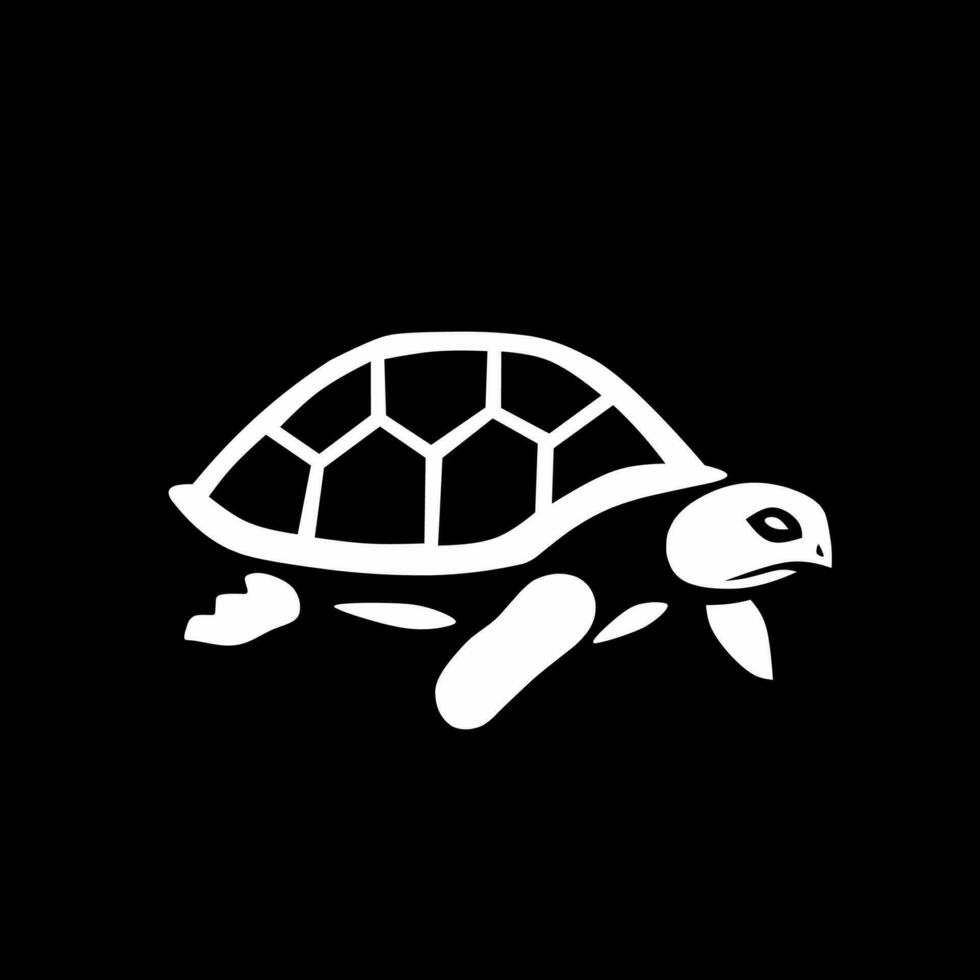 Tortoise black and white illustration logo design on black background vector