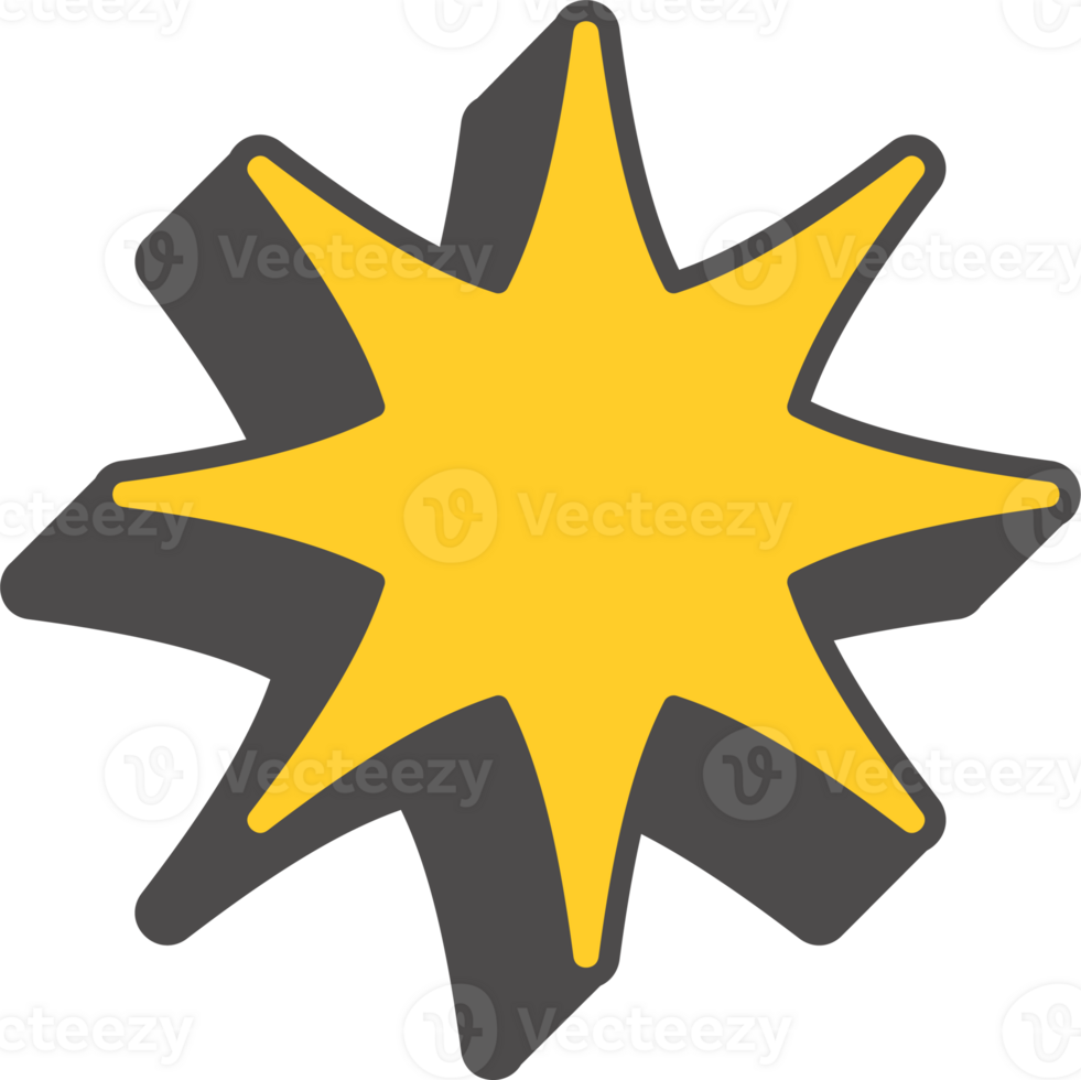 Abstract geometric element. Neobrutalism graphic shape. Minimal groovy Y2k retro sticker. Retro star png