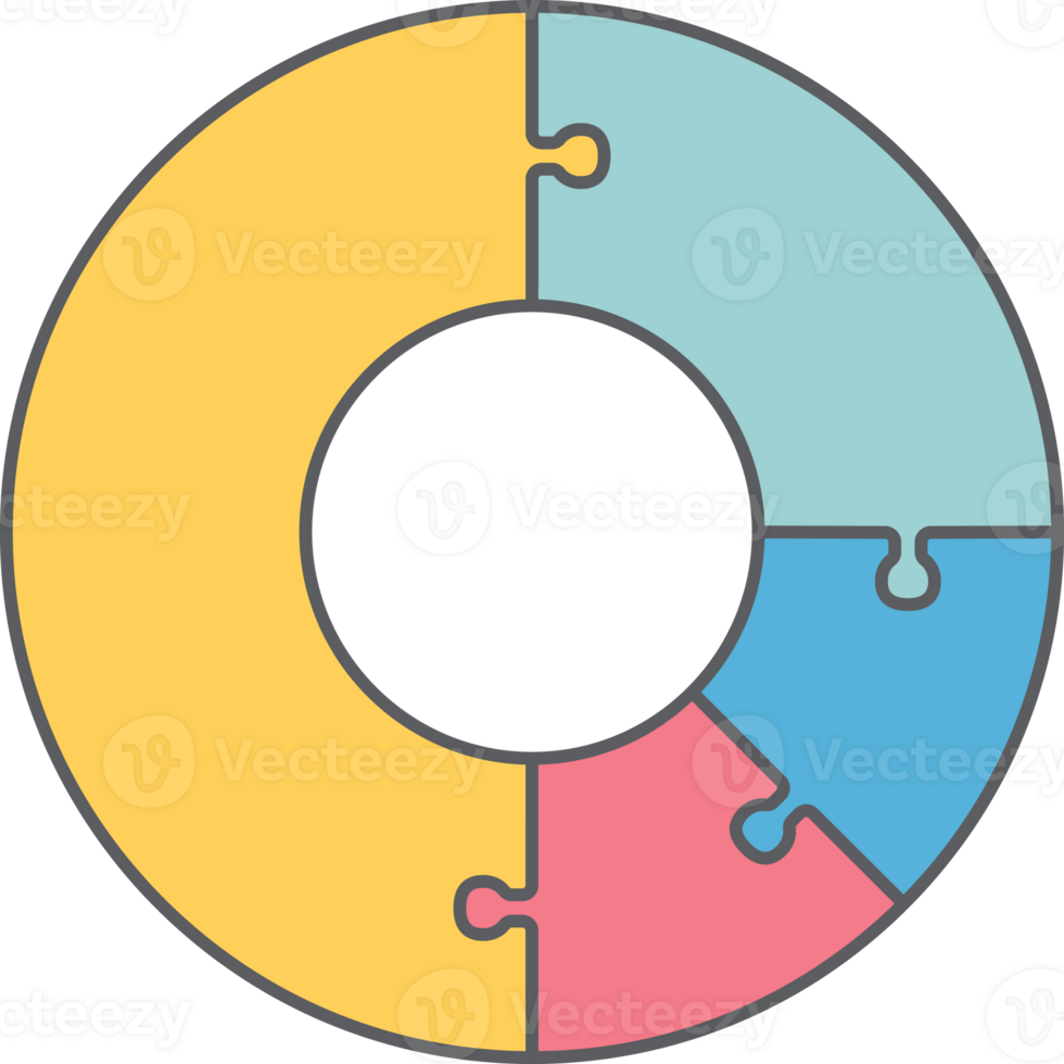 pie chart infographic jigsaw Flat Line png