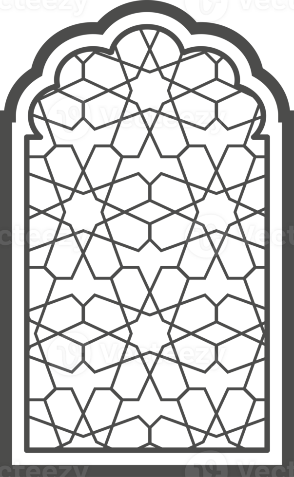 Ramadan window with pattern. Arabic frame of mosque door. Islamic design template. Oriental decoration with ornament. png