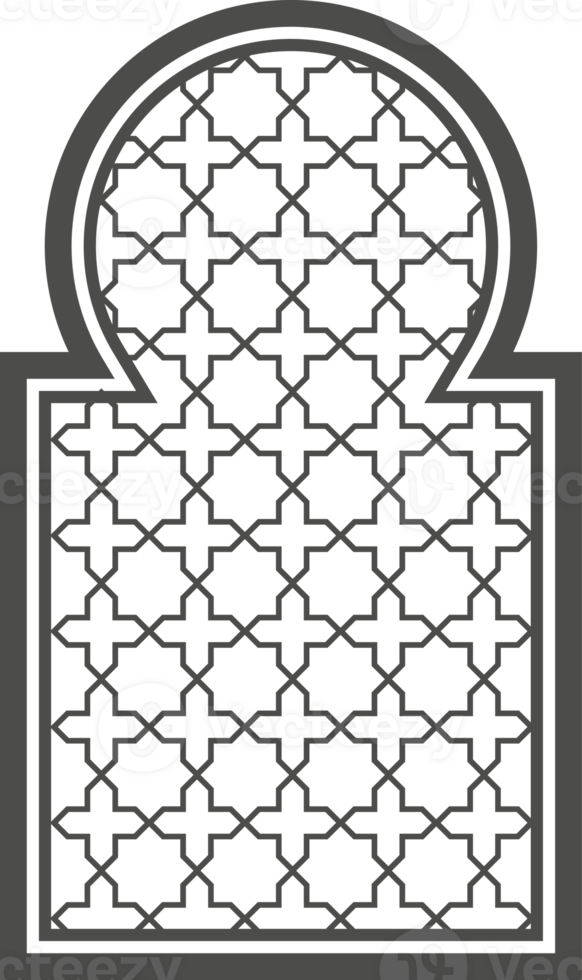 Ramadan window with pattern. Arabic frame of mosque door. Islamic design template. Oriental decoration with ornament. png