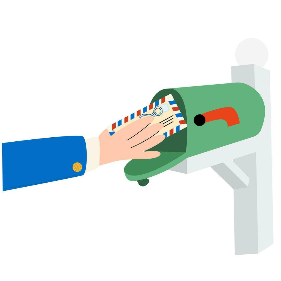 The postman puts a letter in the mailbox.World Post Day. vector