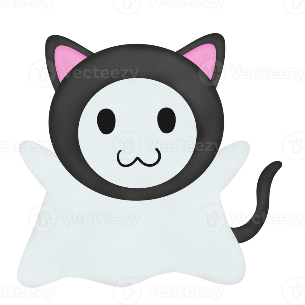 Baby Ghost with Black Cat Costume png
