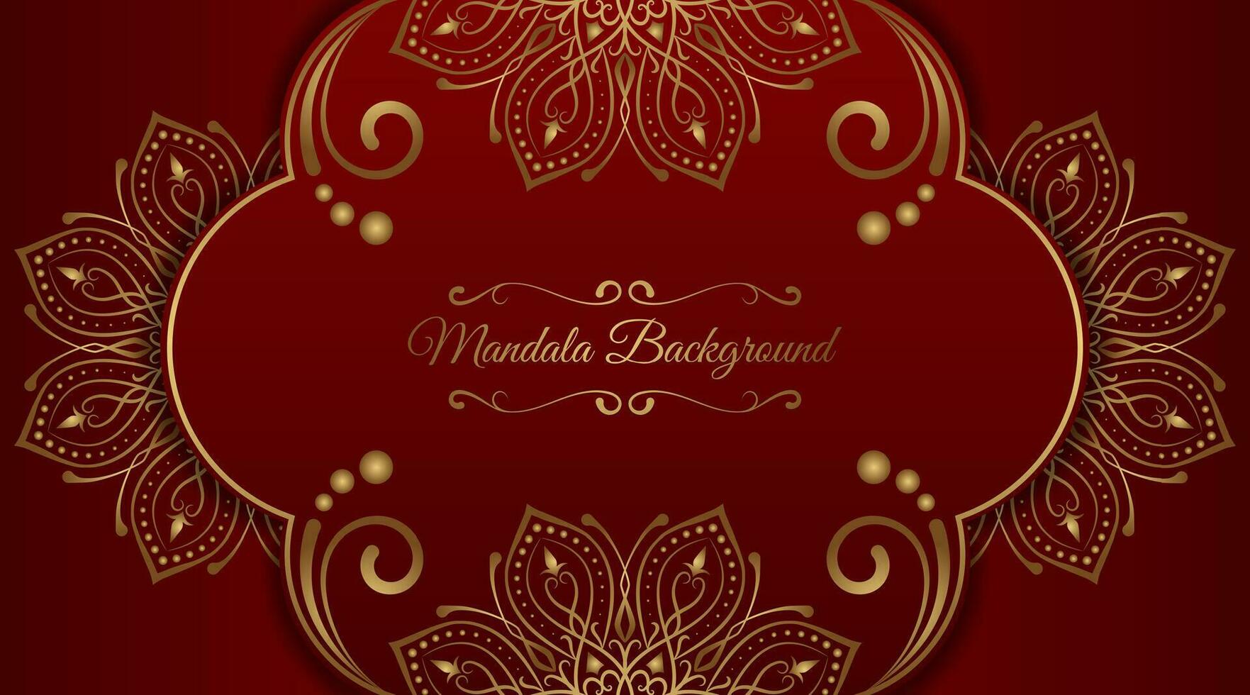 luxury mandala background, red and gold, design vector
