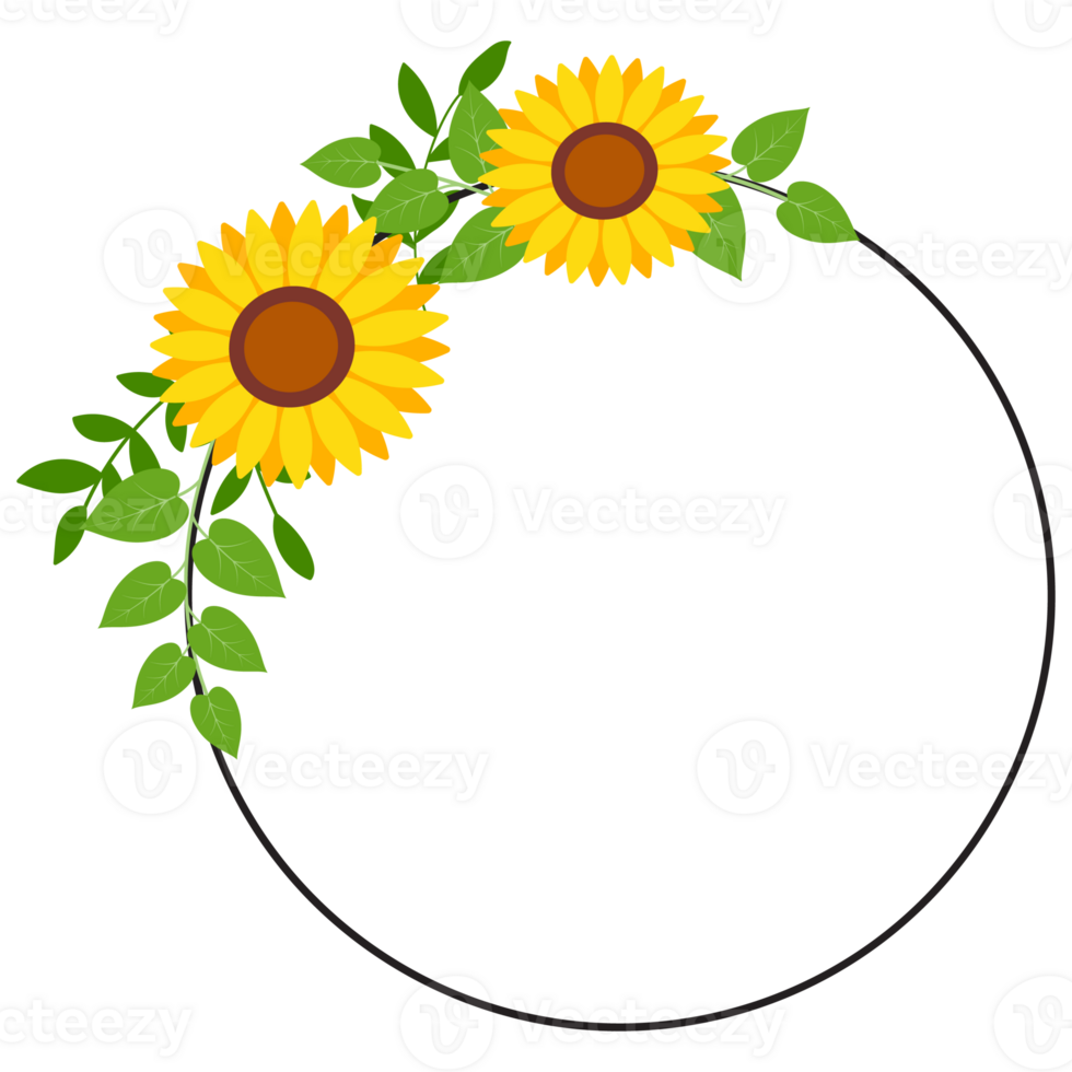 Sunflower border frame background. Sunflower template invitation greeting card. png