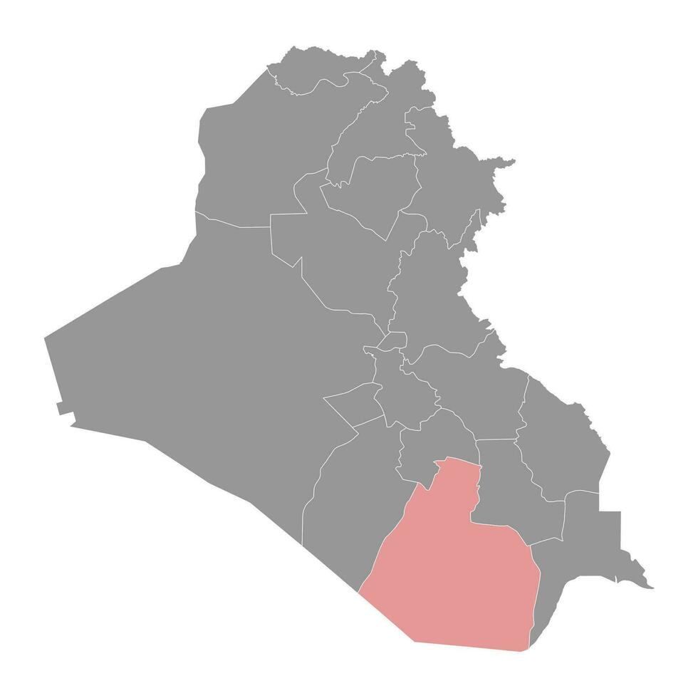 Muthanna Governorate map, administrative division of Iraq. Vector illustration.