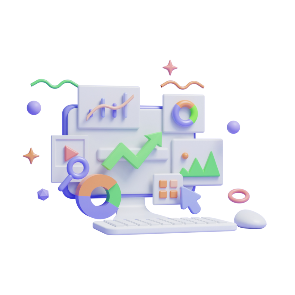 web analytics and seo marketing concept icon or 3d seo ranking analysis graph or seo graph png