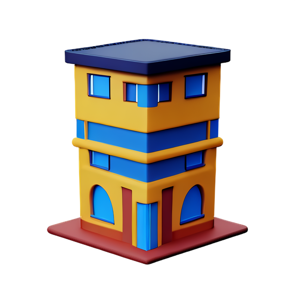 edificio 3d representación icono ilustración png