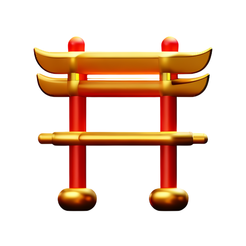 chinese new year icon gold temple gate 3d render png