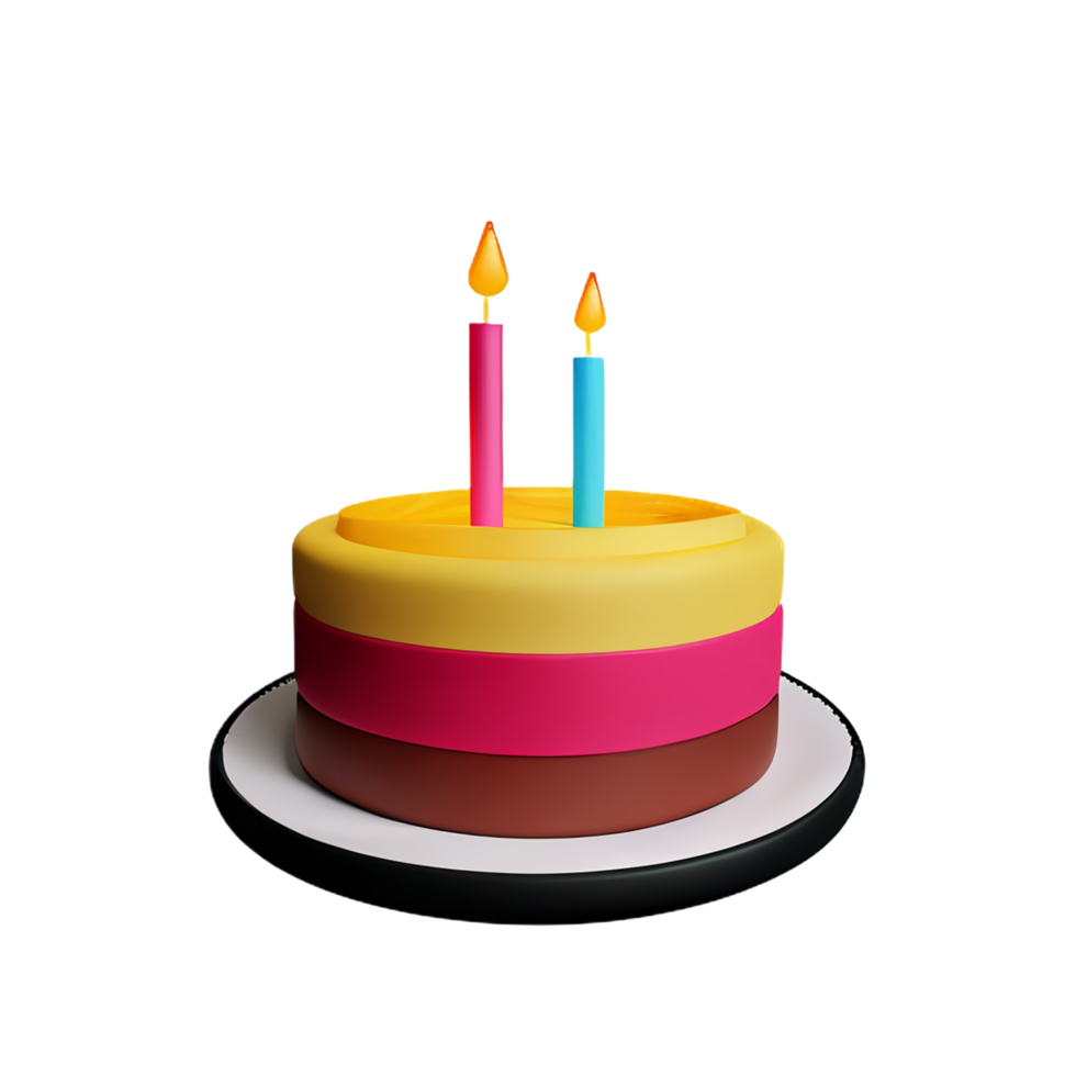 Birthday cake 3d rendering icon illustration png