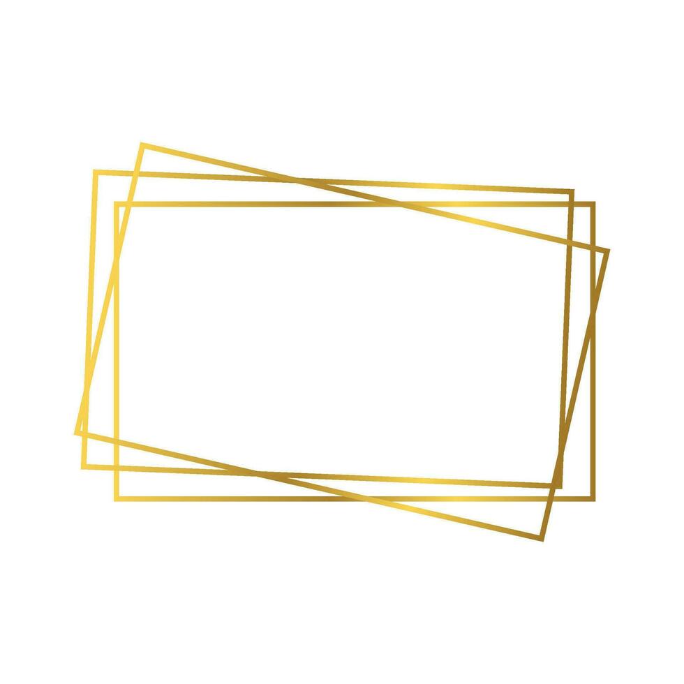 Gold geometric polygonal frame with shining effects isolated on white background. Empty glowing art deco backdrop. Vector illustration.