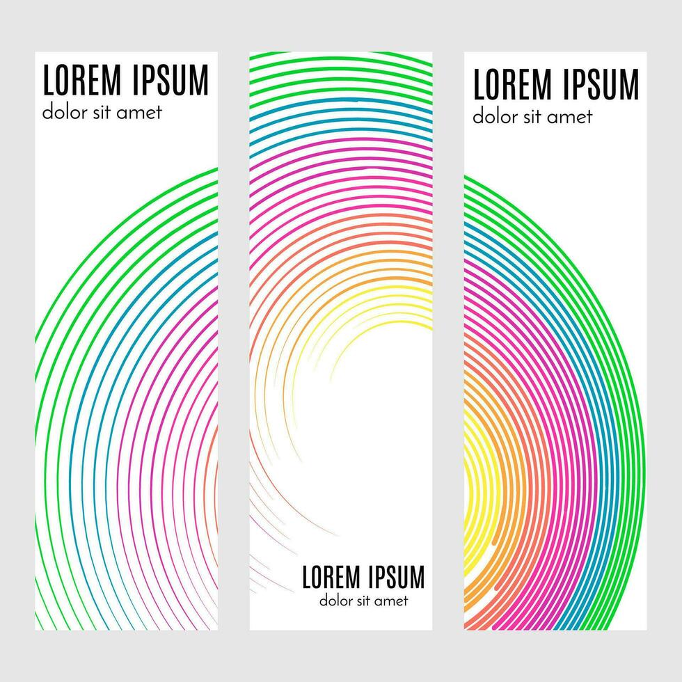 Set of abstract vertical header banners with curved lines and place for text. Colorful backgrounds for web design. Vector illustration