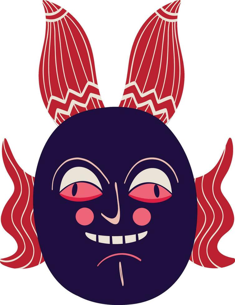 Creepy Magical Asian Tribal Mask. A protective amulet against evil spirits and evil spirits vector