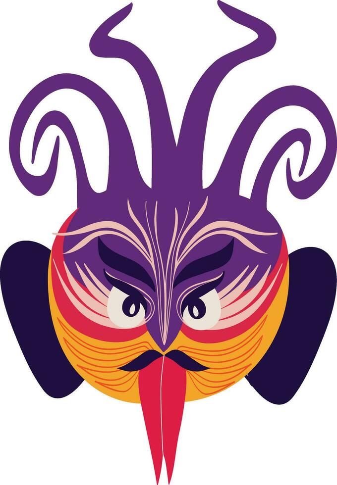 Creepy Magical Asian Tribal Mask. A protective amulet against evil spirits and evil spirits vector