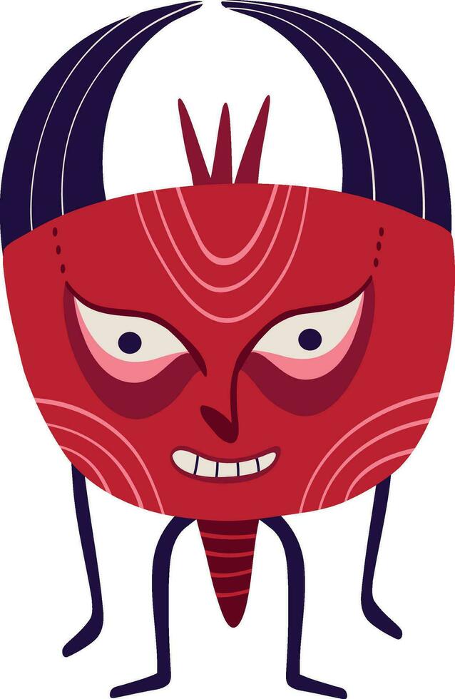 Magical red Demon. Illustration in modern childish hand drawn style vector