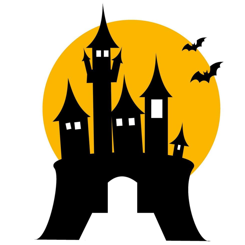 The Castle with the full moon in Halloween scene vector
