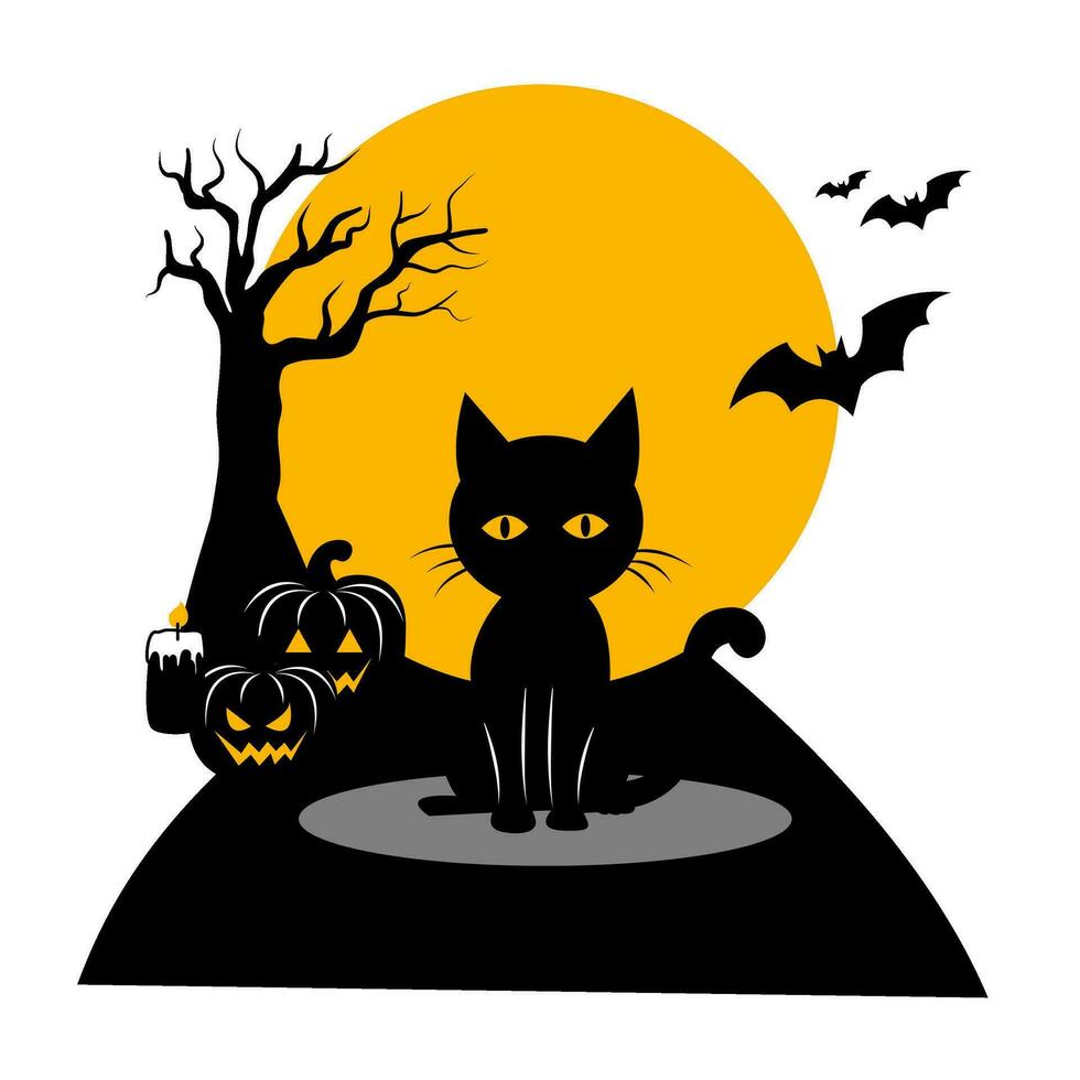 The Halloween element at night with Full moon vector