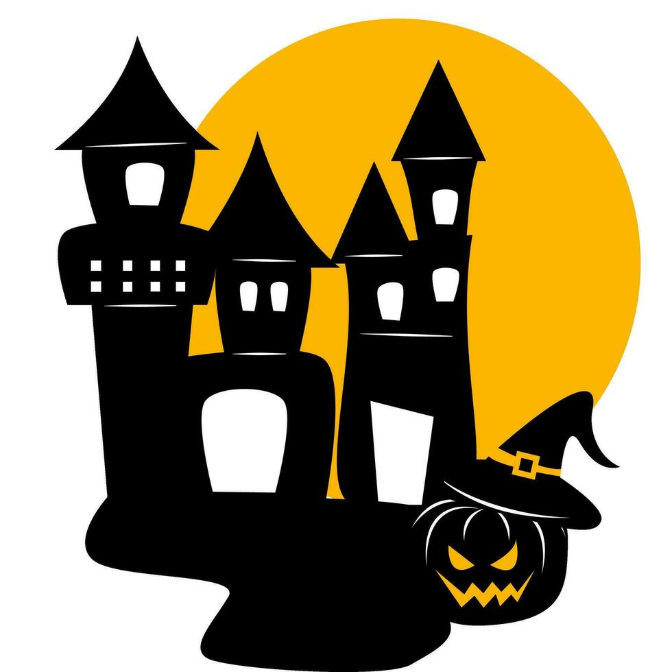 The Castle with the full moon in Halloween scene vector